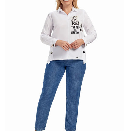 Women Plus Size Woven Spring And Autumn Fashionable Shirt