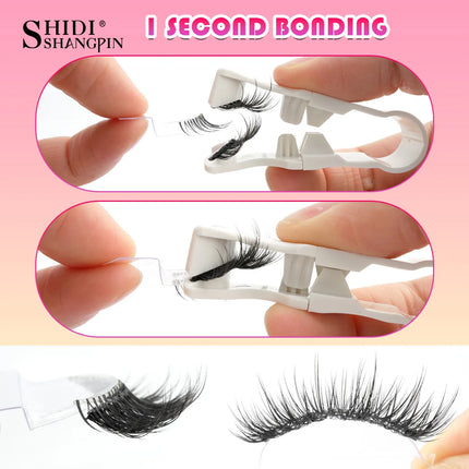3D Fluffy Mink Magnetic Lashes Kit - 1 Pair Winged Anime Natural False Eyelash Extension No Glue Needed Magnet Band Makeup Tool