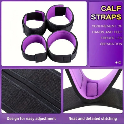 Adjustable Leg Spreader Restraint Set Soft Padded Wrist Ankle Cuffs Comfort Kit for Couples Adult Bedroom Games