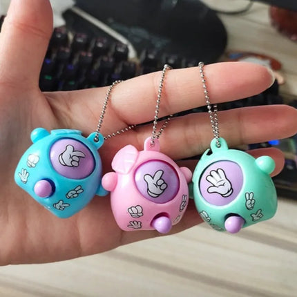 Rock Paper Scissors Guessing Keychain Pendants Mini Finger Flick Game Toy School Bag Pendant Birthday Party Gift