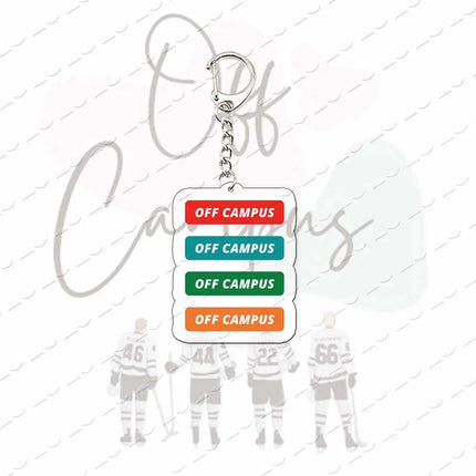 TV Show Off Campus K Keychain Bag Charm Elle Kennedy Garrett Graham Hockey Acrylic Keyrings Pendant Chain Fans Friends Gifts
