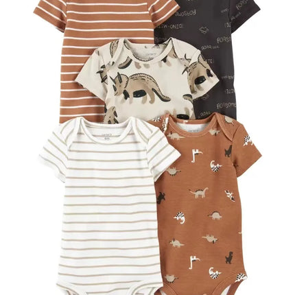 5pcs/set Cotton Soft Comfortable Baby Bodysuits Short Sleeve One-Pieces for Newborn Infant Summer Bebe Clothes Baby Shower Gifts