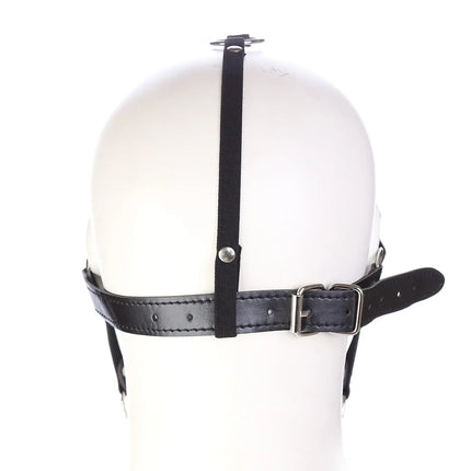 PU Leather Harness Face Mask Cool Black Headgear BDSM Bondage Restraint Muzzles Ball Mouth Gag Sex Toys for Couples Adult Games