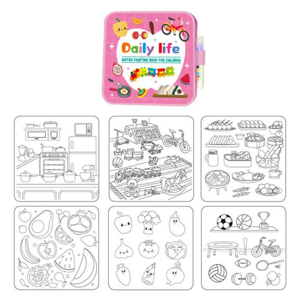 Foldable Water Painting Book For Kids, Reusable Magic Doodle Coloring Pad With Pen, Educational Animal & Sea World Drawing Book