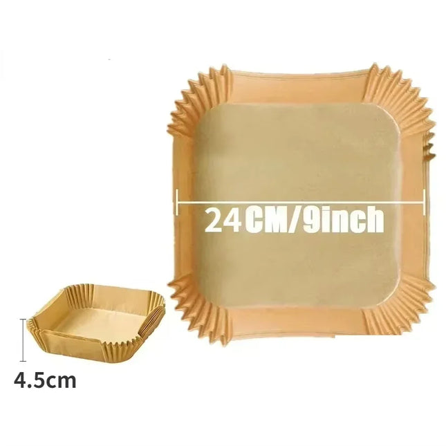 Large Air Fryer Disposable Paper Liner Square 23cm Non-stick Airfryer Parchment Baking Paper for Cooking Steaming Basket