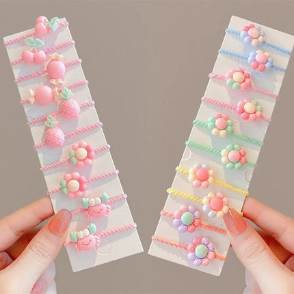 1 Set Children Cute Cartoon Flower Fruit Rubber Bands Hairpins Girls Lovely Hair Clips Kids Hair Bands Hair Accessories Gift
