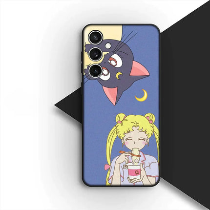 Casing Phone Cover for Samsung Galaxy S22 S21 S20 FE Ultra Plus A07 A17 A15 A16 A25 A57 A37 Case  S-SailorS Anime Girl Moons