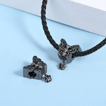 Hot Sale 925 Sterling Silver Cute Panda Beads & Penguin Dangle Charm Fit Snake Bracelet Boutique Necklace Black Pendant Gift