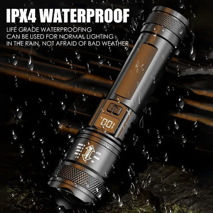 1/2pcs/A Set High-power Flashlight Rechargeable Torch with Display Zoomable Battery Light Camping Hiking Lantern Emergency Lamp