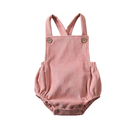 0-24M Baby Romper Boys Girls Summer Clothing Solid Color Corduroy Sleeveless Square Neck Romper Jumpsuits Baby Overalls