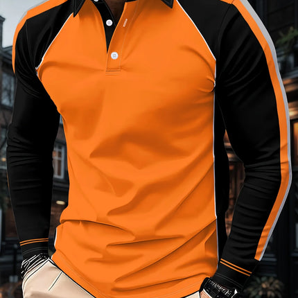 The new men's long-sleeved POLO shirt for Spring and Autumn 2025 features street fashion and comfort with 3D pattern printing