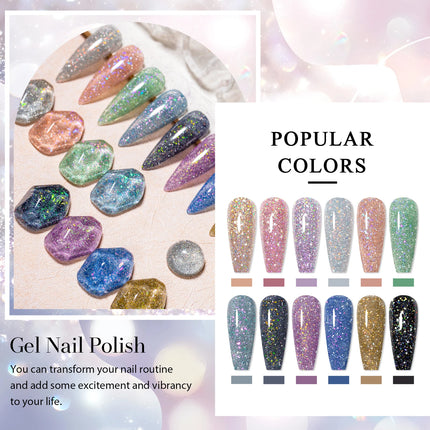 8/12pcs Glitter Gel Nail Polish Set Sparkling Glitter Semi Permanent Soak Off UV Gel Varnish Manicure With Box DIY Nail Supplies