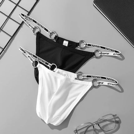 Men Sexy Briefs U-shaped Thongs G Strings Thongs Briefs Sheer Underwear Low Rise Pouch Breathable Underpants