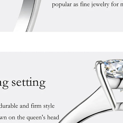 PERFANY 0.5/1/2CT Moissanite Women's Engagement Ring S925 Pure Silver Classic Four Claw GRA Certified Diamond Wedding Jewelry