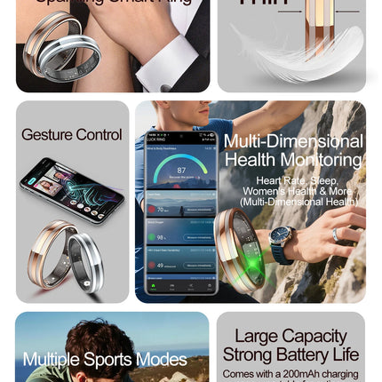 Fashion Smart Ring Health Monitor Sleep Tracker Step Calorie Counter Lightweight Waterproof Smart Jewelry Gift