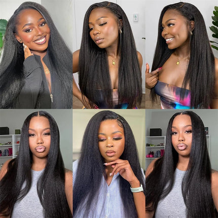 Kinky Straight Human Hair Bundles Brazilian Yaki Straight Hair Extension Virgin Human Hair Weave 1/3/4 Bundle For Quicky Weaving