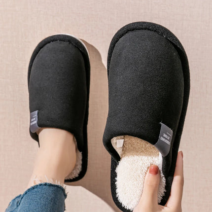 Household Indoor Men's Slippers Autumn and Winter Home Floor for Guests Lightweight Quiet Non-slip Suede Fabric Couple's Shoes