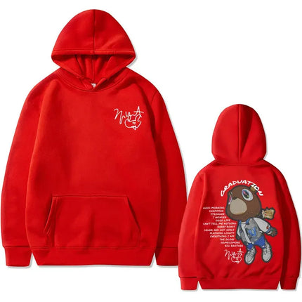 Rapper Kanye West Graduation Graphics Hoodies Male Black Clothes Cool Gothic Streetwear Men Hip Hop Fashion Oversized Sweatshirt