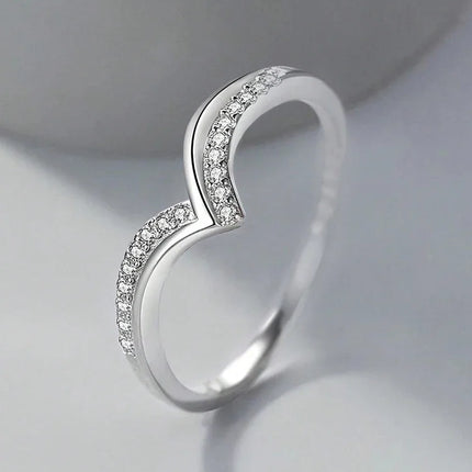 925 Sterling Silver Fashionable Gorgeous V-shaped Zircon Ring For Women Engagement Wedding Luxury High Quality Fine Jewelry
