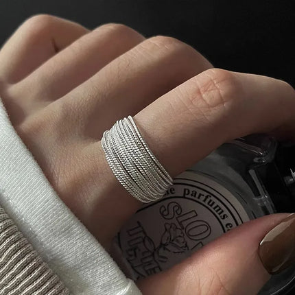 925 Silver Broken Ring Adjustable Vintage Jewelry Layered Women Ring Girl Fashion Accessories Party Birthday Gift Trendy