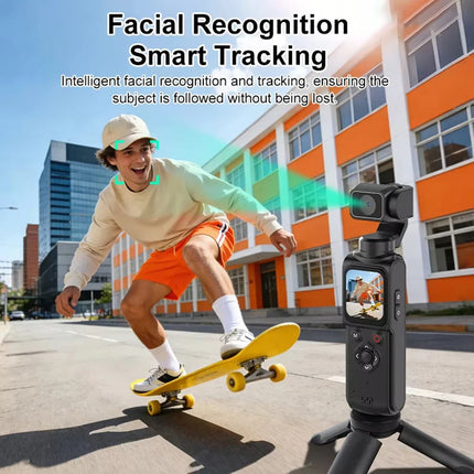 4K Ultra HD Action Camera 330° Face Tracking Gimbal Stabilizer 1.72 Inch Touch Screen 64MP Pocket Digital Camera WiFi Sports Cam