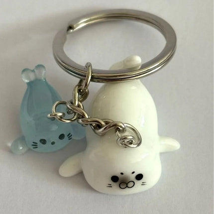 3Pcs 3D Design 3D Luminous Keychain Luminous Feature Resin Material Sea Lion Keychain Simple Design Creative Style
