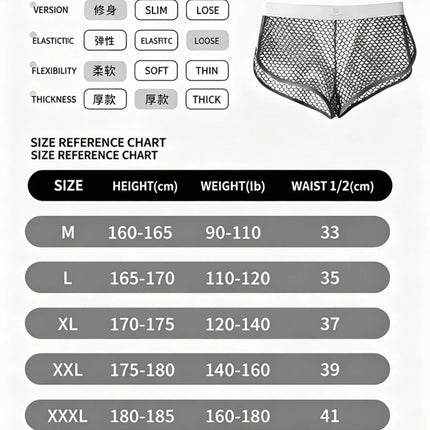 Sexy Fishnet Boxer Shorts for Men See through Transparent Underwear Panties Comfortable Nightwear Boxershorts Underpants