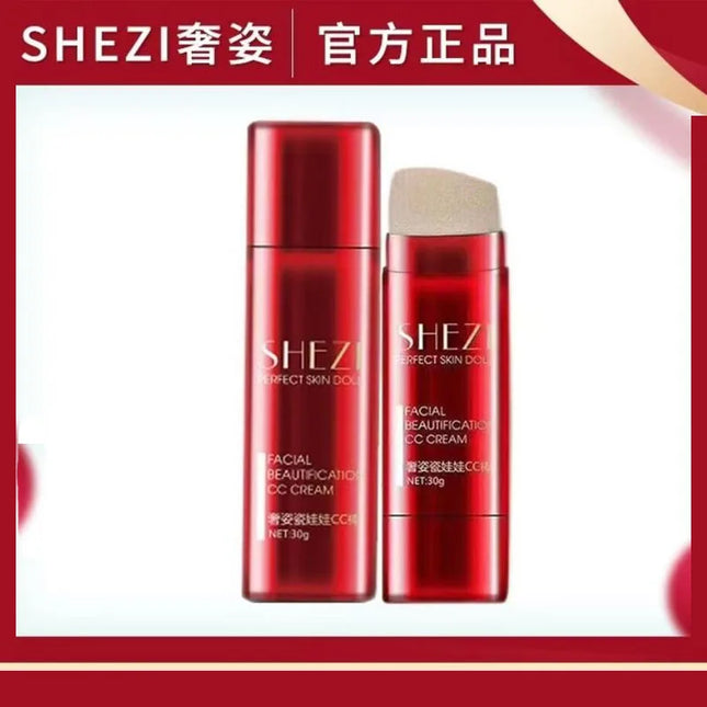 30ml SHEZI CC Cream and E6 Cconcealer Brush set Perfect Skin Doll Facial Beautification CC Cream F1 F2 F3 F4 Base Makeup Brushs
