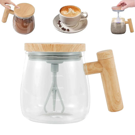 400ml Electric Self Stirring Coffee Cup Waterproof Glass Mug with Automatic Protein Powder Mixing Function