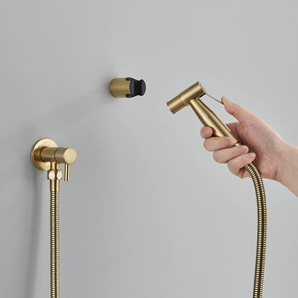 Brushed Gold Handheld Toilet Bidet Sprayer Stainless Steel Bidet Shower Hygienic Shower Wall Toilet Bidet Sprayer Cold Water