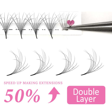 Automatic Flower 6D Fluffy Double Layers CD Curl Pointy Base Fan Eyelashes Extension Russian Volume Lash Soft Silk Fan Cosmetics