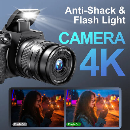 4K Digital Camera Professional photography 12X Optical Zoom 72MP Auto-Focus WIFI Flash Light For Tiktok Ins Youtube Webcast