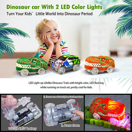Dinosaur Toys for Kids Mist-spouting Volcano And Climbing Track Train Kit Toys for Boys/Girls Home schoolers Gift for Party Deco