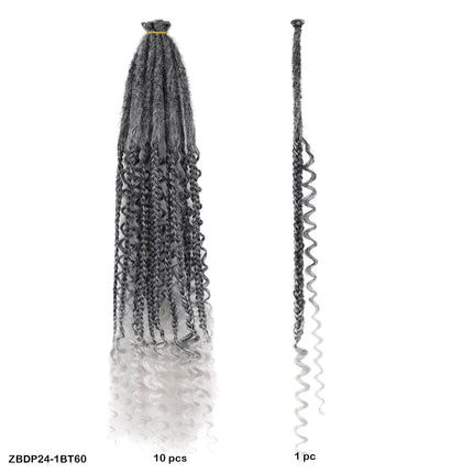 Braids Hair 24Inch Single Dreadlock Extension Reggae Style Faux Locs with Highlight Strands Hand Crocheted Synthetic Dreadlocks