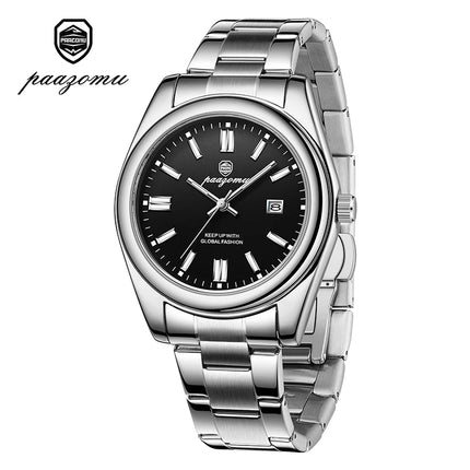 PAAZOMU  Luxury Fashion Man Clock Top Business Waterproof Luminous Date Week Men's Watches Quartz Stainless Steel Men Wristwatch