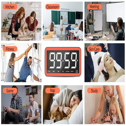 VOCOO Rechargeable Larger LED Digital Kitchen Timer Portable Magnetic Countdown Timer Cooking Timer For Classroom Kitchen