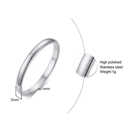 2mm Thin Gold  Simple Titanium Steel Wedding Rings for Man or Woman Valentine's Day Present