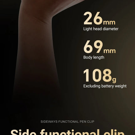 1200lm Mini Flashlight EDC Torch with 4* LEDs and Red Flash Aux LED Copper Metal Pen Flashlight with Magnetic Base Emergency