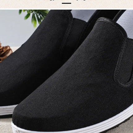Beijing Men's Cloth Shoes Black Rubber Sole Casual Versatile Slip-On Low Cut Breathable Comfortable All-Season Footwear