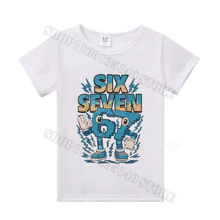 Steal A Brainrot Short Sleeve Children T-shirt 67 Six Seven Cotton Tops Tshirt Boys Girls Clothing Fashion Funny Meme T-shirts