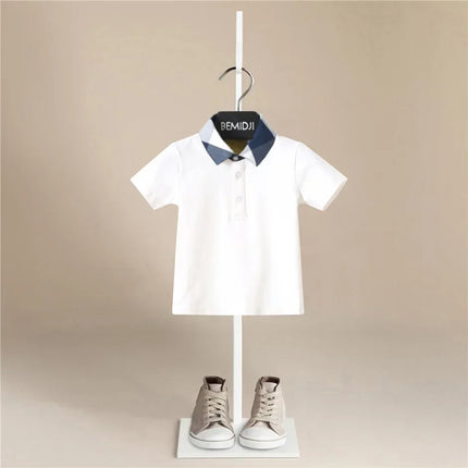 Summer Boys Polo Tshirt Plain Solid Fashion Toddler Tees Baby Shirts Tops Handsome School Children Clothes Kids Jersey