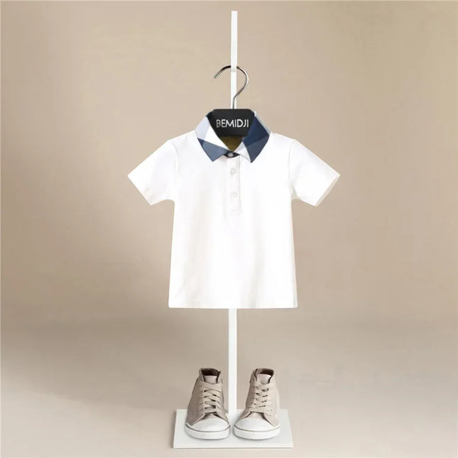Summer Boys Polo Tshirt Plain Solid Fashion Toddler Tees Baby Shirts Tops Handsome School Children Clothes Kids Jersey