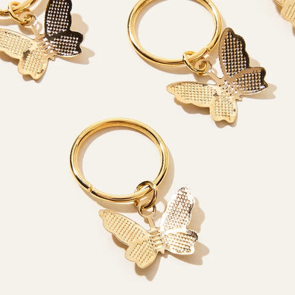 New 6Pcs Butterfly Star Pendant Hair Clip For Women Braid Trendy Metal Rings Western Style Accessories Girls Headdress Tocado