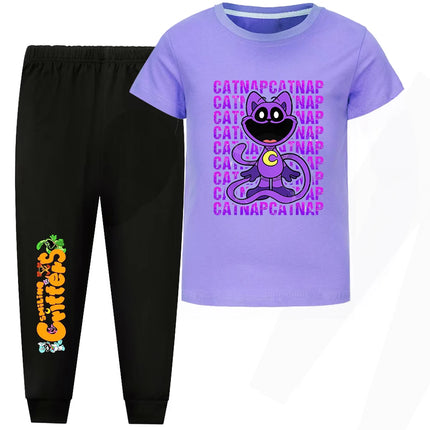 Smilings Critters Cat Outdoor Clothing Children Top Tracksuit for Girls Boutique Clothes for Trips Striped Children's Fashion