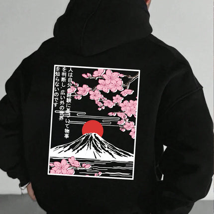 Plum blossoms that can withstand severe cold Print  Mans Retro Loose Hoodie  Fleece Warm Fashion Hoody Unisex Basics Clothing