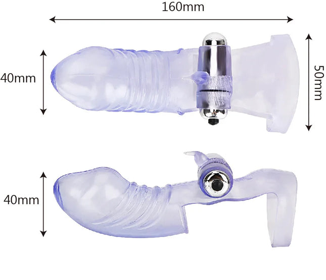 Triple Finger Vibrator Masturbation Clit G-Spot Orgasm Massager Condom Stick Dildo Rabbit Vibrating Stick Sex Toys for Women
