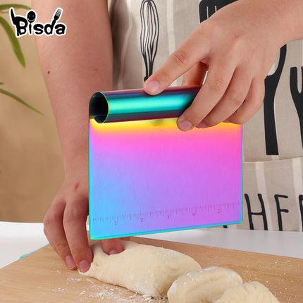 1/2pcs Stainless Steel Dough Cutter Gold Bread Scrapers Pastry Spatulas Pizza Scraper Cake Cutting Kitchen Utensils