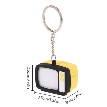 Mini Vintage TV Set Keychain Simulation LED Sound TV Model Keyring Creative Television Key Holder Bag Pendant Car Key Ring
