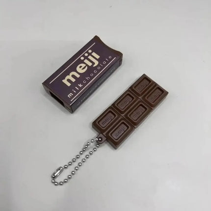 **-**Hot Japanese Style Simulated Meiji Chocolate Fidget Toy Bendable Snap Stress Relief Keychain Pendant Creative Gift S