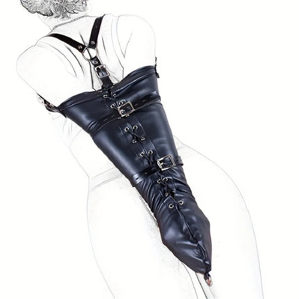Bondage BDSM Restraints Role Play Hands Wrists Arm Leg Binder Hood Mask Faux Leather Tight Single Glove Adult Costumes Sex Toys